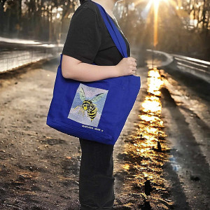 Duża bawełniana shopperka z kieszeniami i haftem