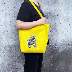 Duża bawełniana shopperka z kieszeniami i haftem