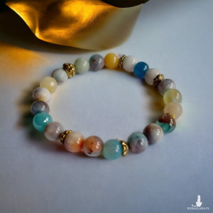 Bransoletka w odcieniach błękitu z agatów i jadeitów