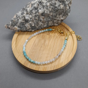 Bransoletka z kamieni naturalnych Amazonit Kwarc cieniowana na stali szlachetnej 017/24