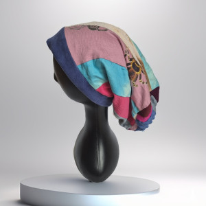 Czapka smerfetka patchworkowa dluga