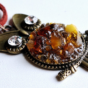 Sowa Wisiorek Naszyjnik Bursztyn i Mirra 🧿🪬