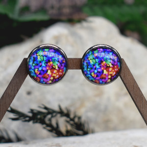 Stalowe kolczyki wkrętki grafika wzorek #294