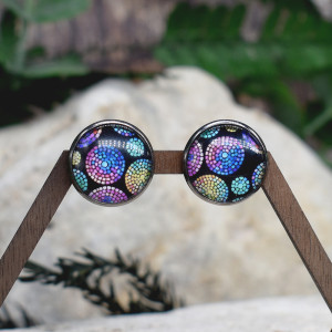 Stalowe kolczyki wkrętki grafika wzorek #300