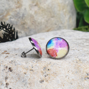 Stalowe kolczyki wkrętki grafika wzorek #313