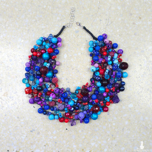 6292 niebieski, granatowy, fioletowy, czerwony naszyjnik; kolia