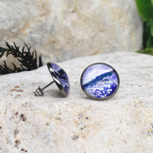 Stalowe kolczyki wkrętki grafika wzorek #344