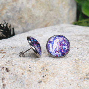 Stalowe kolczyki wkrętki grafika wzorek #349