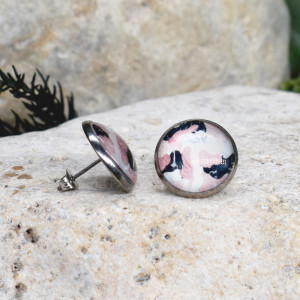 Stalowe kolczyki wkrętki grafika wzorek #356