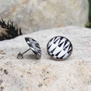 Stalowe kolczyki wkrętki grafika wzorek #361