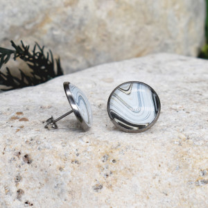 Stalowe kolczyki wkrętki grafika wzorek #385