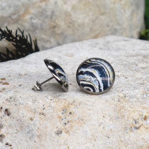 Stalowe kolczyki wkrętki grafika wzorek #389