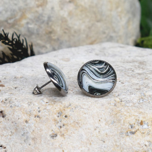 Stalowe kolczyki wkrętki grafika wzorek #392