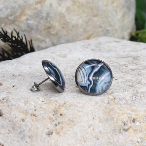 Stalowe kolczyki wkrętki grafika wzorek #393