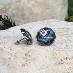 Stalowe kolczyki wkrętki grafika wzorek #396