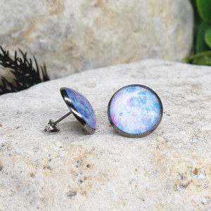 Stalowe kolczyki wkrętki grafika wzorek #401