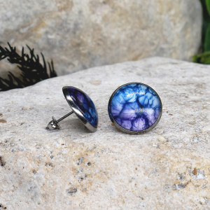 Stalowe kolczyki wkrętki grafika wzorek #402