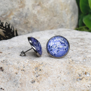 Stalowe kolczyki wkrętki grafika wzorek #406