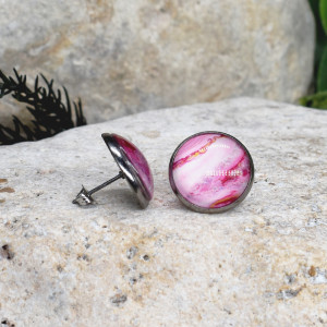 Stalowe kolczyki wkrętki grafika wzorek #413