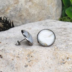 Stalowe kolczyki wkrętki grafika wzorek #414