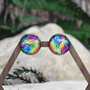 Stalowe kolczyki wkrętki grafika wzorek #420