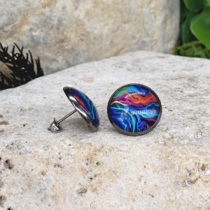 Stalowe kolczyki wkrętki grafika wzorek #425