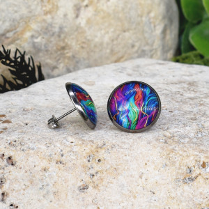 Stalowe kolczyki wkrętki grafika wzorek #426