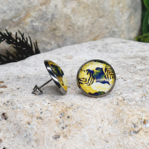 Stalowe kolczyki wkrętki grafika wzorek #431