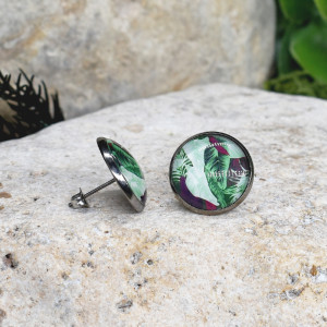 Stalowe kolczyki wkrętki grafika wzorek #432