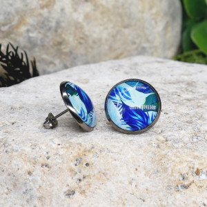 Stalowe kolczyki wkrętki grafika wzorek #433