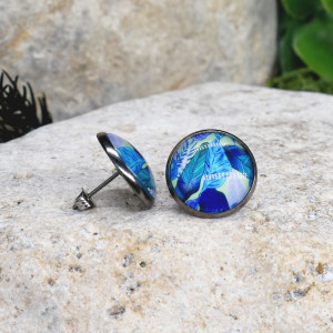 Stalowe kolczyki wkrętki grafika wzorek #434