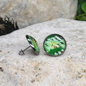 Stalowe kolczyki wkrętki grafika wzorek #437