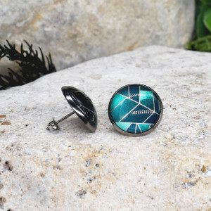 Stalowe kolczyki wkrętki grafika wzorek #440