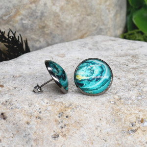 Stalowe kolczyki wkrętki grafika wzorek #448