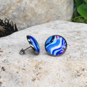 Stalowe kolczyki wkrętki grafika wzorek #451