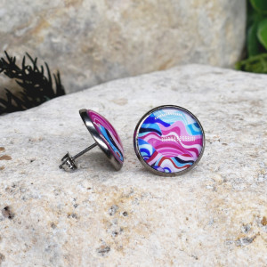 Stalowe kolczyki wkrętki grafika wzorek #453