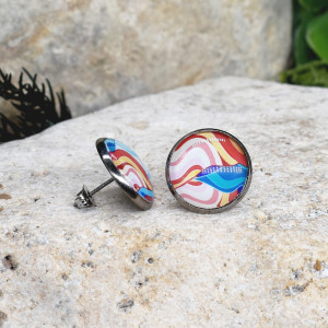 Stalowe kolczyki wkrętki grafika wzorek #457