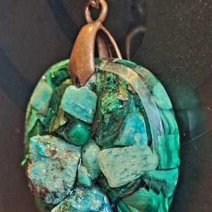Naszyjnik Kamienie Malachit Chryzokola Amazonit Ezoteria Remedia 🧿🪬