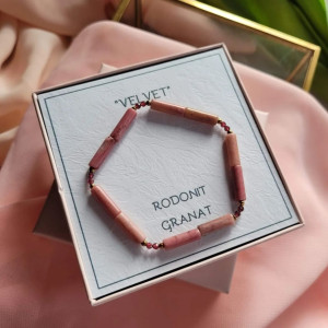 Bransoletka z Rodonitu na elastycznej gumce