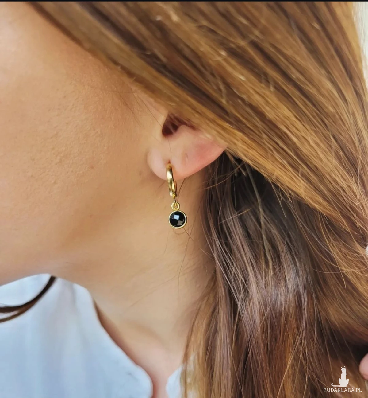 Kolczyki na angielskich biglach z onyksem