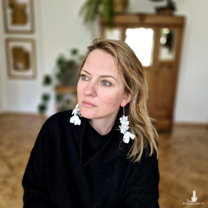 Kolczyki  kwiaty   lekkie slubne