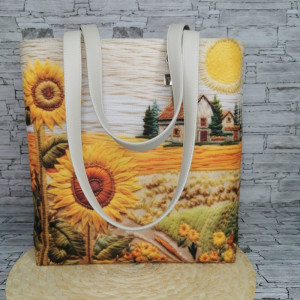 Torebka damska shopper bag torebka na ramię zamykana - pejzaż