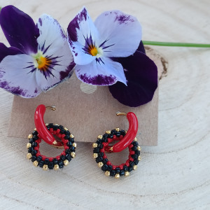Kolczyki kółeczka black & red