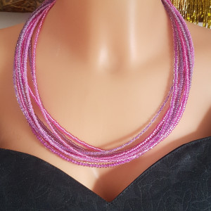 Naszyjnik Korale w Stylu Boho Różowe  nasz24.39