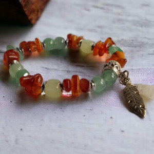 Brasnoletka z bursztyny i awenturynów