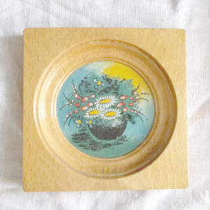 vintage obrazek z kwiatkami, mały obraz do domu, kwiaty obrazek do przedpokoju, bukiet obrazek do kuchni, oprawiony obrazek z kwiatkami, ręcznie malowany obrazek do sypialni, retro obrazek