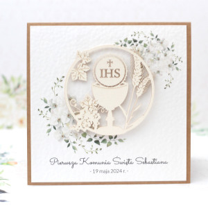 Personalizowana kartka komunijna 3d kielich
