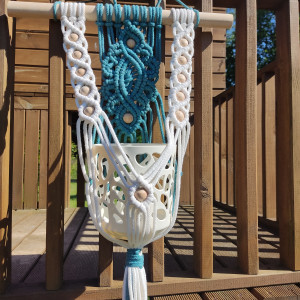 Boho kwietnik ze sznurka na jedną donicę