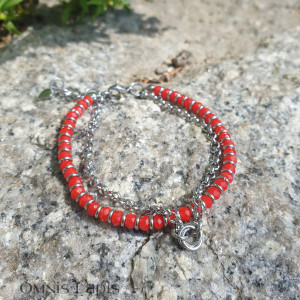 Bransoletka chainmaille z kryształkiem - stal szlachetna, plecionka 2