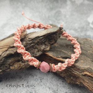 Etniczna bransoletka makrama - rodonit